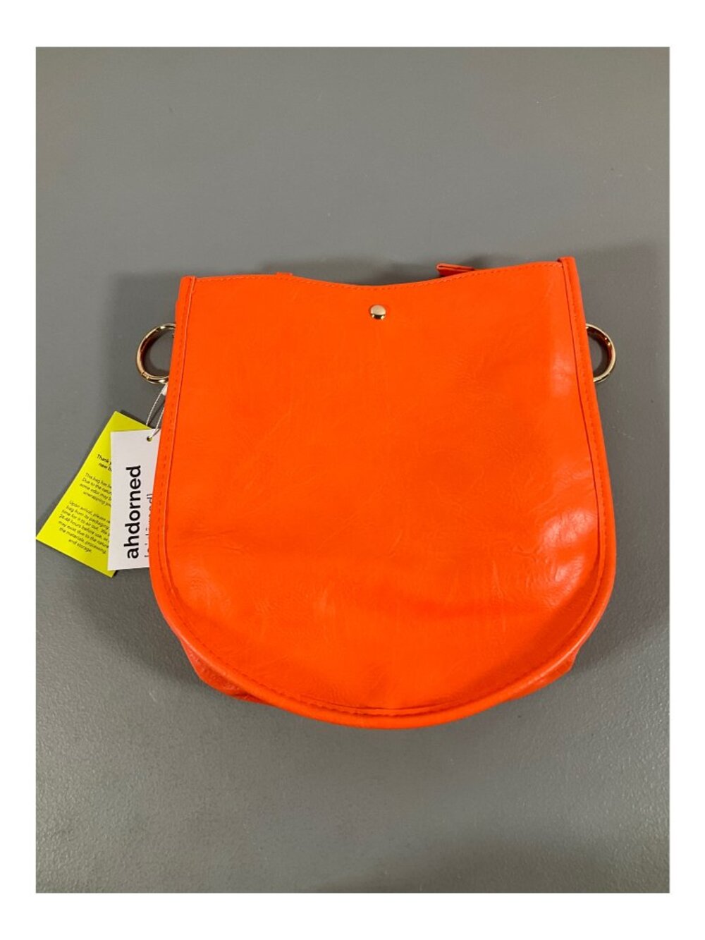 Ahdorned U-Shaped Messenger Bag - Double Entry, Dual Straps, Sicilian Orange wit